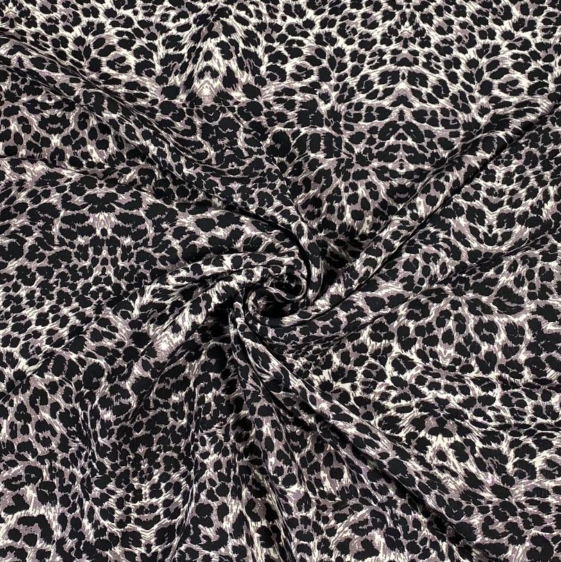 Viskosestoff Chally Leopardenmuster schwarz beige weiß 1,4m Breite