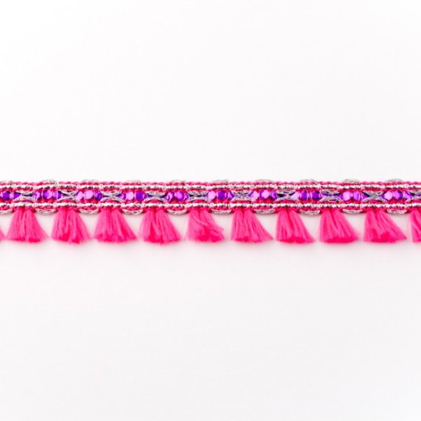 Quasten Borte - Pailletten Mini - pink