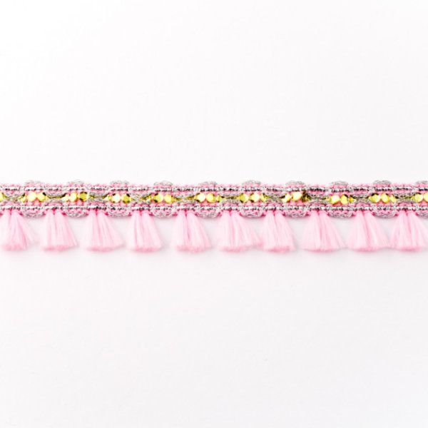 Quasten Borte - Pailletten Mini - rosa