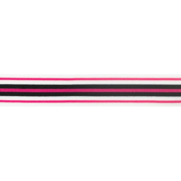 Stripes - unelastisch - 3 cm - weiß/pink/schwarz