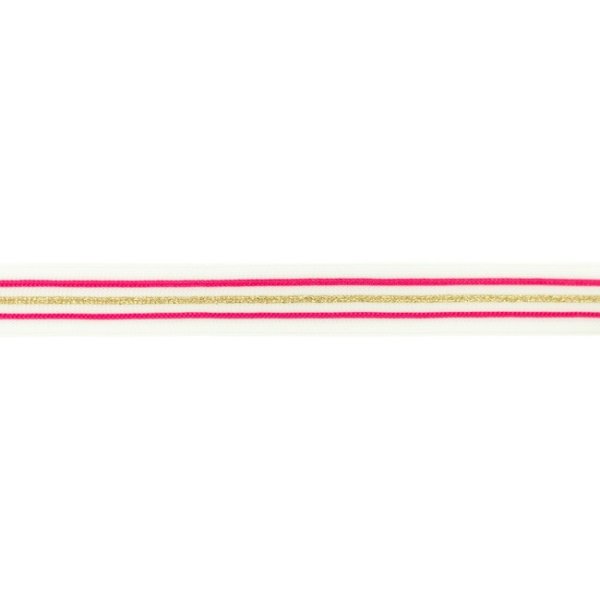 Glam Stripes - unelastisch - 2,5 cm - natur/pink/gold Glitzer