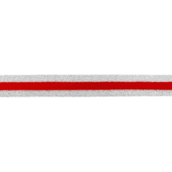 Glam Stripes - unelastisch - 2,5 cm - silber glitzer/rot