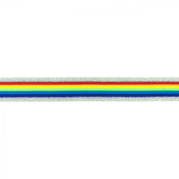 Glam Stripes - unelastisch - 2,5 cm - Regenbogen glitzer