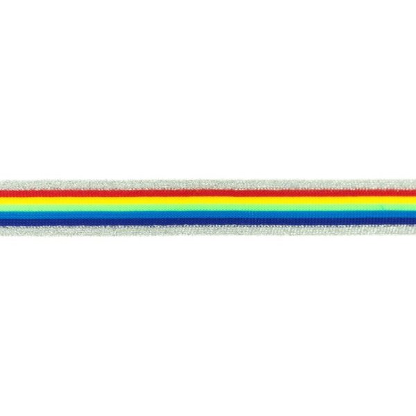 Glam Stripes - unelastisch - 2,5 cm - Regenbogen glitzer