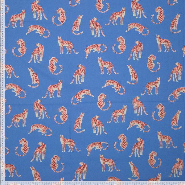 Baumwoll Popeline - Kael Jaguar - blau