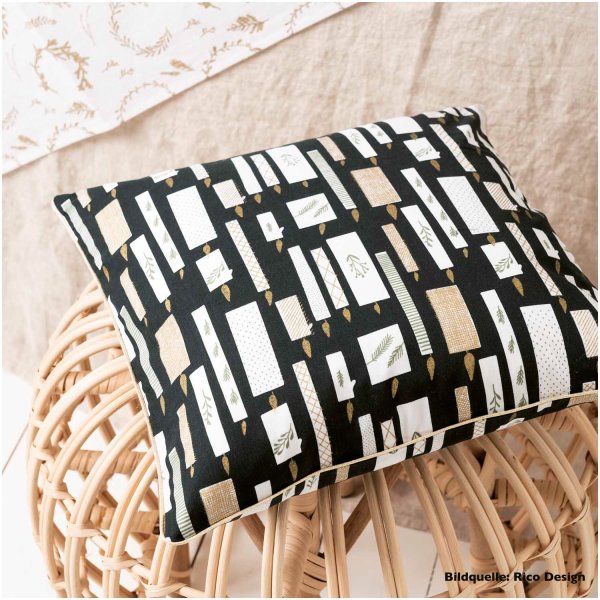 Baumwolle - Kerzen - schwarz gold - Nostalgic Christmas - Rico Design