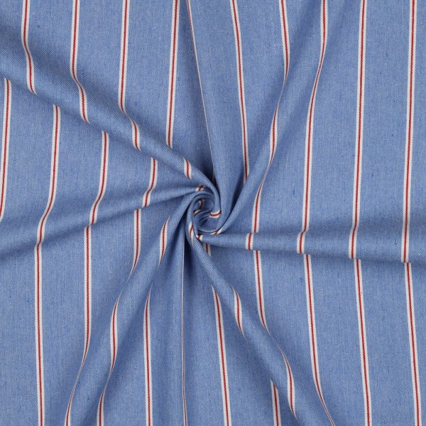 Baumwoll Denim - Big Stripes - light blue