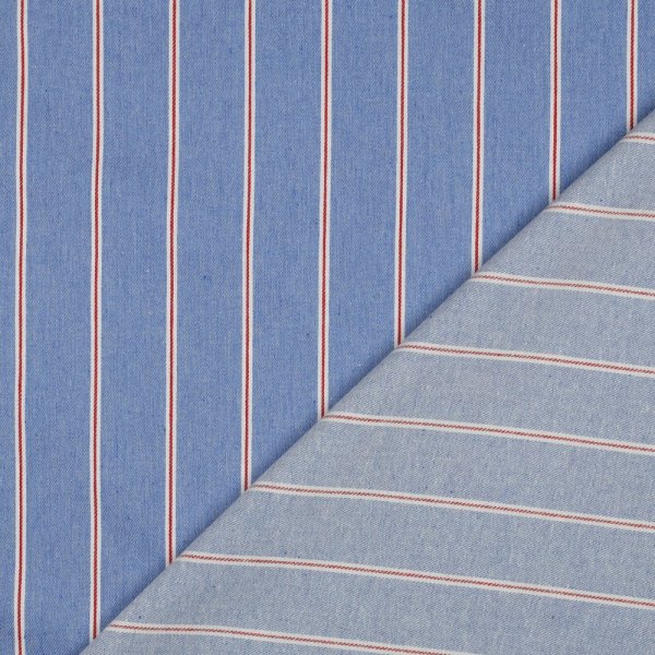 Baumwoll Denim - Big Stripes - light blue