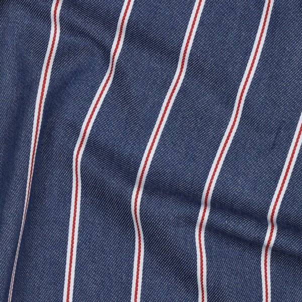 Baumwoll Denim - Big Stripes - dark blue