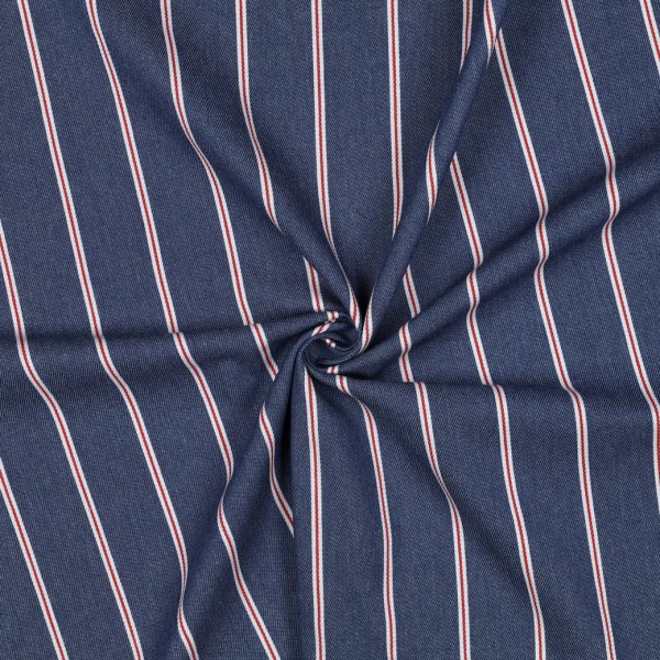 Baumwoll Denim - Big Stripes - dark blue