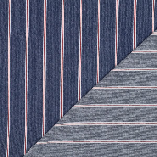 Baumwoll Denim - Big Stripes - dark blue
