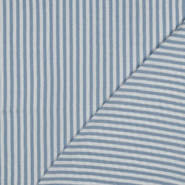Musselin - Piero Streifen - garngefärbt - hellblau/weiß