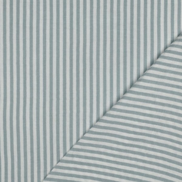 Musselin - Piero Streifen - garngefärbt - mint/weiß