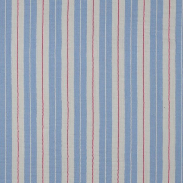 Musselin - Tarian Streifen - weiß/blau/rosa