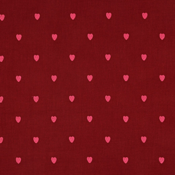 Musselin - Cuore - bestickt - dunkelrot/pink