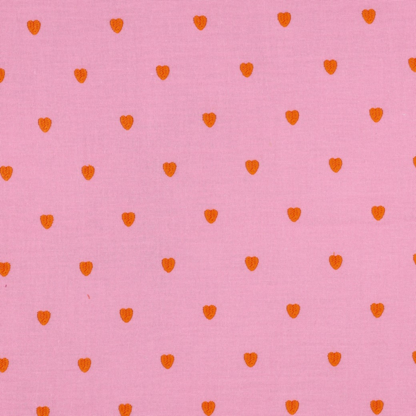 Musselin - Cuore - bestickt - rosa/orange