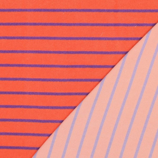 Frottee - Streifen - orange/lila