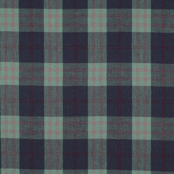 Viskose Leinen - Oscar Check - mint/blaulila