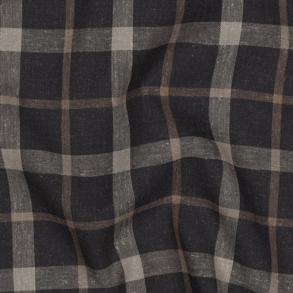 Viskose Leinen - Arthur Check - anthrazit/beige