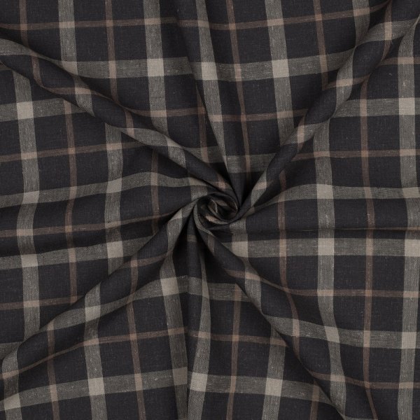 Viskose Leinen - Arthur Check - anthrazit/beige