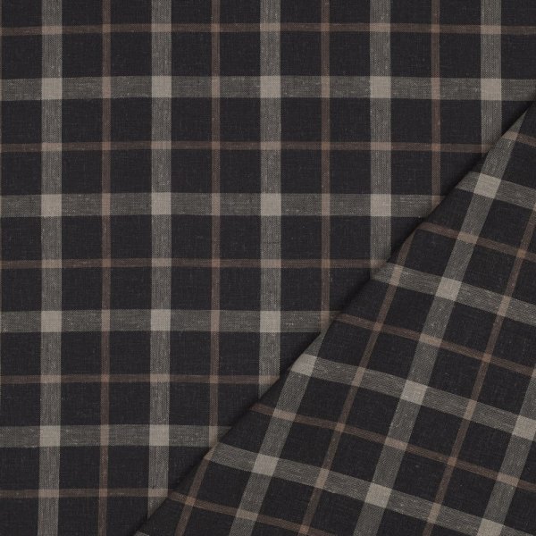 Viskose Leinen - Arthur Check - anthrazit/beige