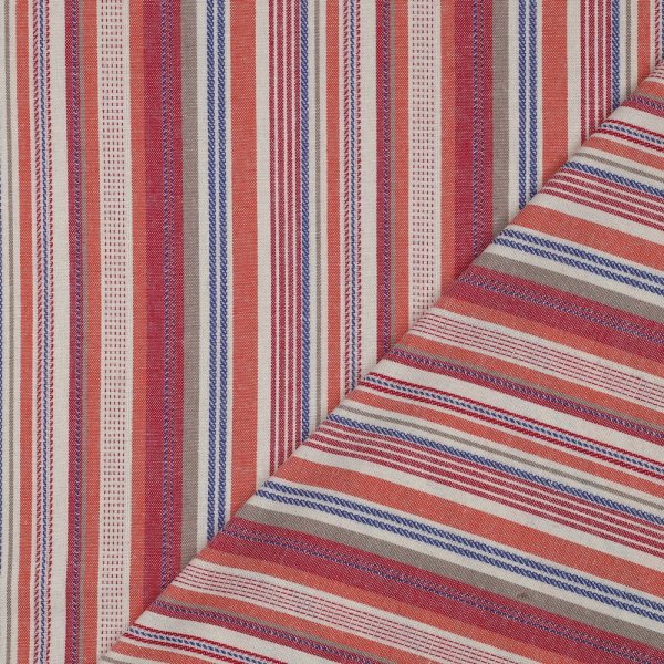 Viskose Leinen - Bolivia Streifen - sand/orange/blau
