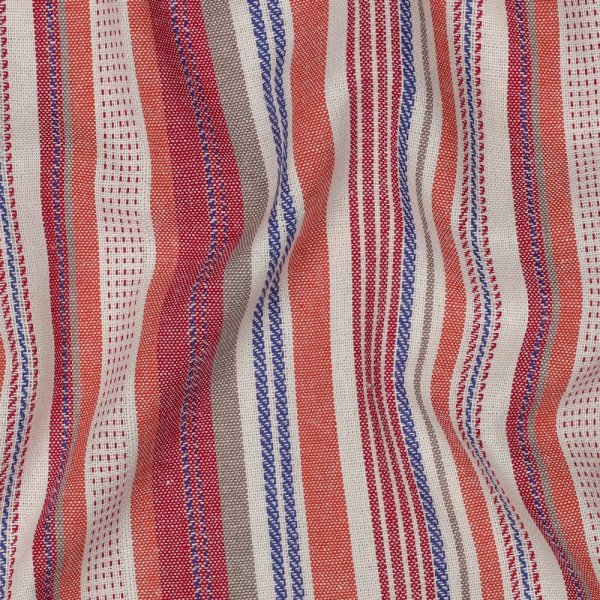 Viskose Leinen - Bolivia Streifen - sand/orange/blau