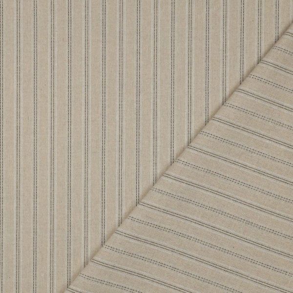 Viskose Leinen - Tira Streifen - grau lurex/ sand