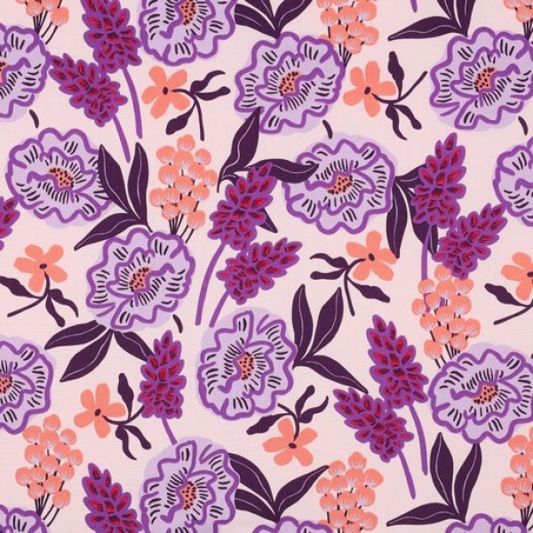 RESTSTÜCK 1m !!! - Feine Baumwoll Popeline - Fresh Flowers - nude lilac - Nerida Hansen