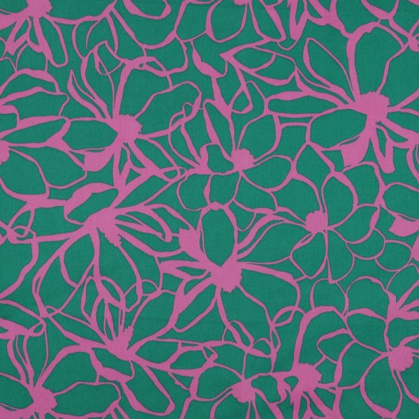 RESTSTÜCK 1,20m !!! - Baumwoll Satin - Magnolia - dark green - Nerida Hansen