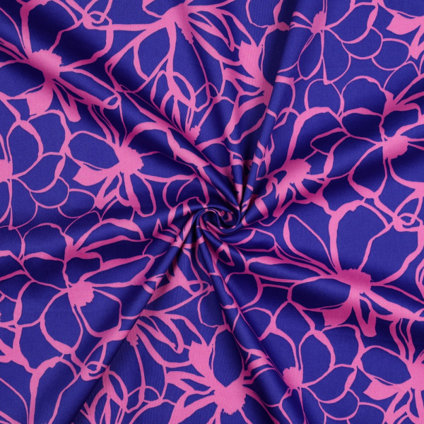 RESTSTÜCK 1,10m !!! - Baumwoll Satin - Magnolia - royal blue - Nerida Hansen