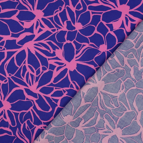 RESTSTÜCK 1,10m !!! - Baumwoll Satin - Magnolia - royal blue - Nerida Hansen