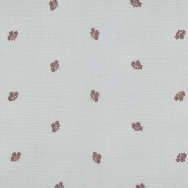 Musselin - Leane Blumen - bestickt - weiß