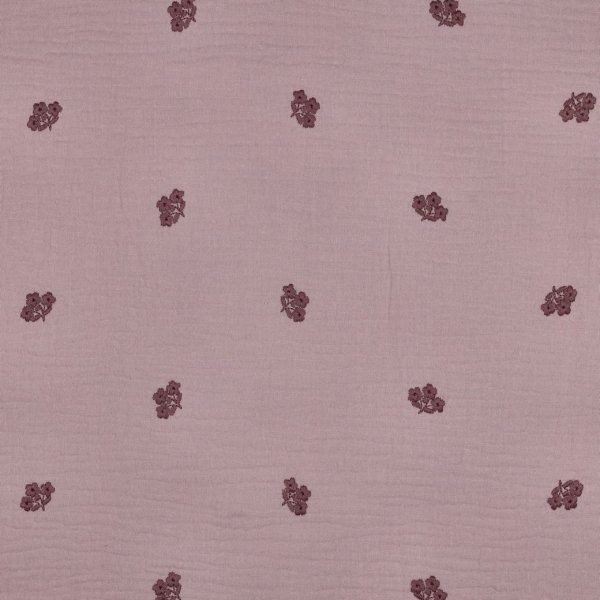 Musselin - Leane Blumen - bestickt - altrosa