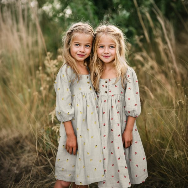 Musselin - Birnen - bestickt - grün/natur