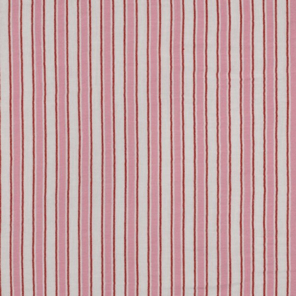 Musselin - Lucinda Streifen - rosa/weiß/rot