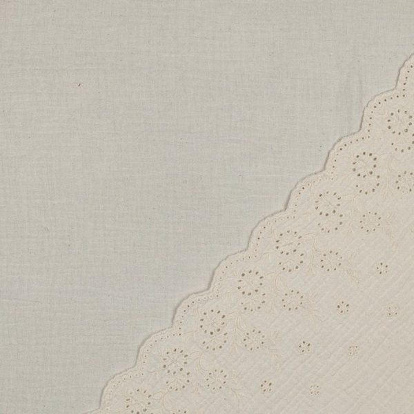 Musselin - Lumira - Stickerei Bordüre - ecru
