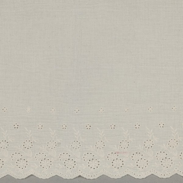 Musselin - Lumira - Stickerei Bordüre - ecru