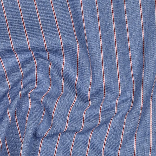 Baumwoll Denim - Small Stripes - light blue