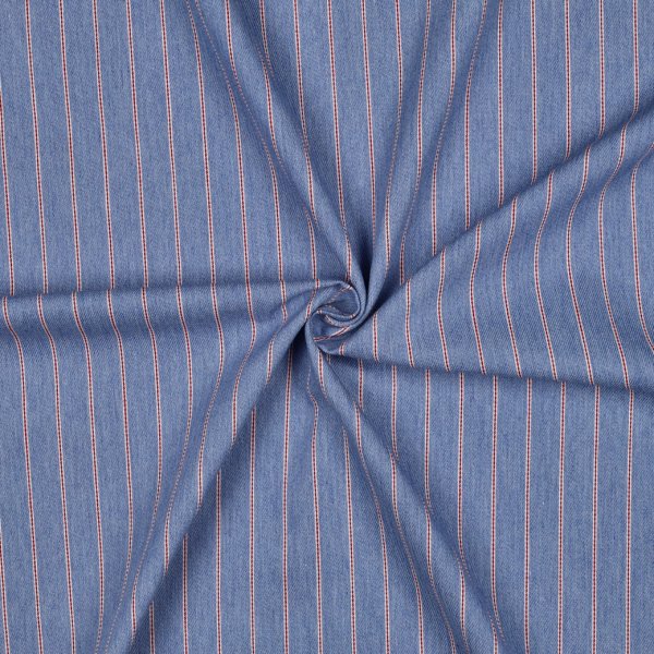 Baumwoll Denim - Small Stripes - light blue