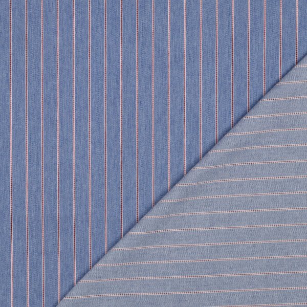 Baumwoll Denim - Small Stripes - light blue