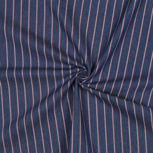 Baumwoll Denim - Small Stripes - dark blue