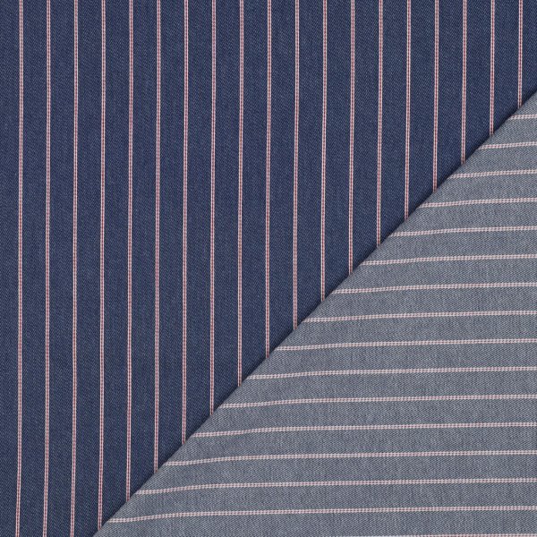 Baumwoll Denim - Small Stripes - dark blue
