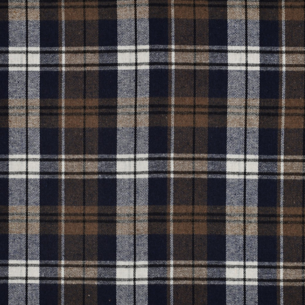 Flanell - Darvin Karo - braun/dunkelblau
