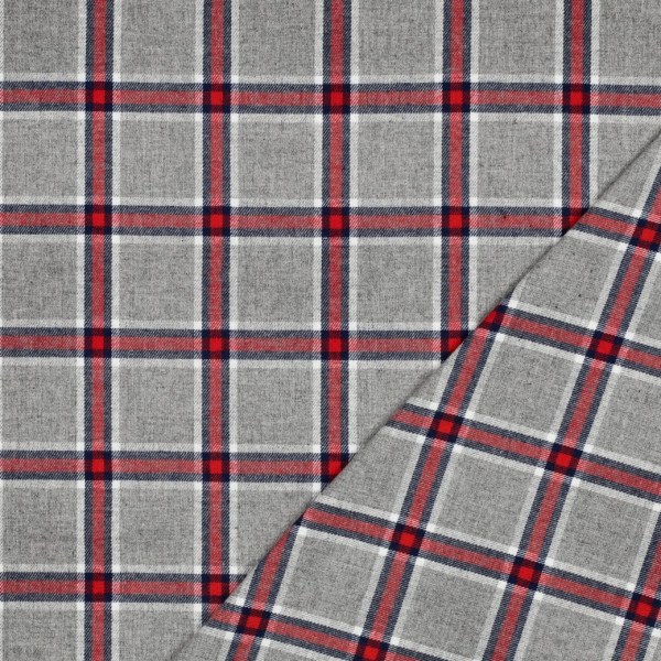 Flanell - Jarred Karo - grau/marine/rot