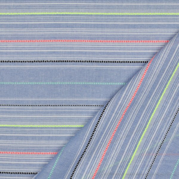 Baumwollgemisch - Valida Streifen - denim/neon