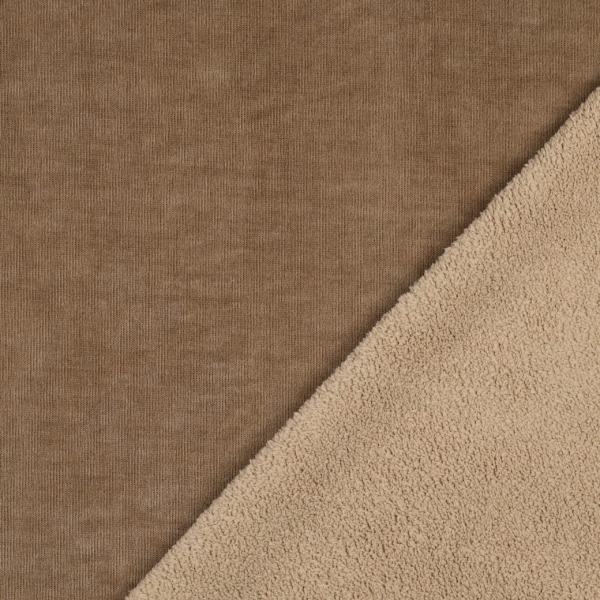Doubleface Verlours Sherpa/Teddy - uni - schlamm