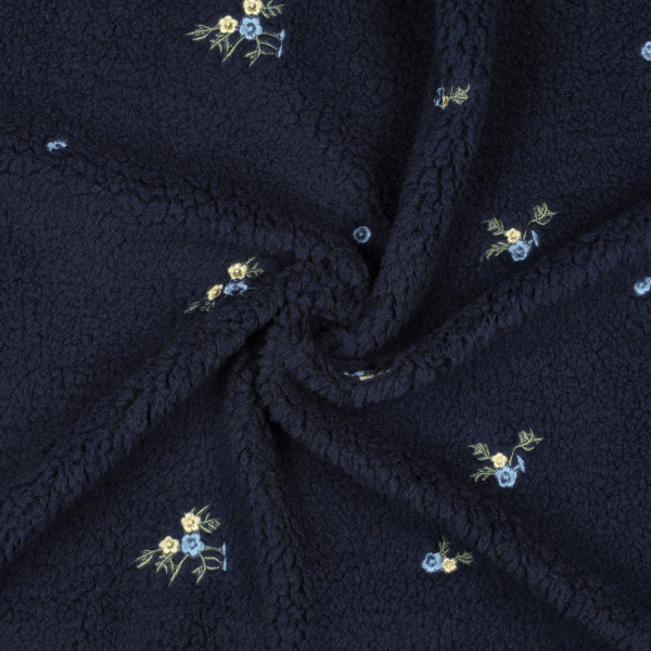 Teddy Plüsch - bestickt - Holda Flower - navy