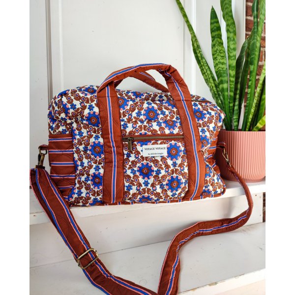 Baumwoll Stepper - Blossom Lines - ecru/blau/braun