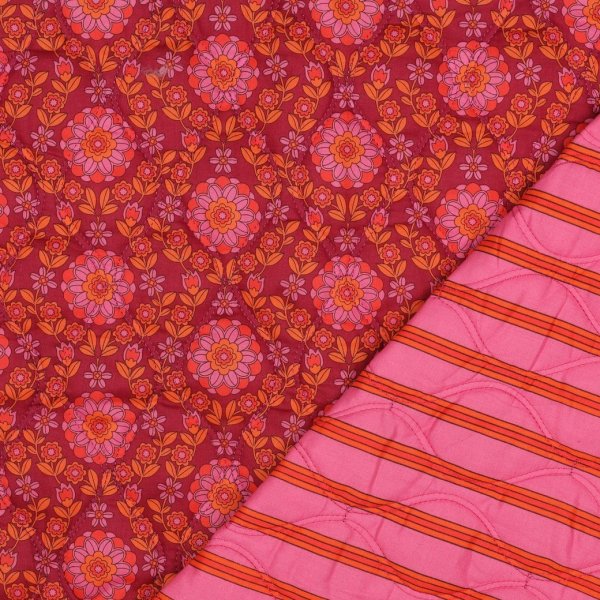 Baumwoll Stepper - Blossom Lines - bordeaux/pink/orange
